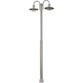 LINDBY pylväsvalaisin Damion, 200 cm, 2-valoinen, E27, IP44 DAMION , himmennettävä, Alumiini/harmaa/sinkki, Ruostumaton teräs, Moderni