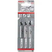 Bosch T 101 BR, Kuviosahanterä, Lastulevy, Kuitulevy, Paneeli, Pehmeä puu, Runsashiilinen teräs (HCS), Musta, Ruostumaton teräs, 2,5 mm, 3 cm