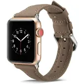 SKALO Kapea nahkaranneke Apple Watch Series 4-6 40mm - Tummanharmaa