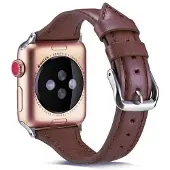 SKALO Kapea nahkaranneke Apple Watch SE 40mm - Tummanruskea