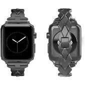 SKALO Metalliranneke "Twist" Apple Watch Series 4-6 44mm - Musta