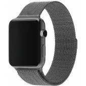 SKALO Milanese Loop Apple Watch Series 10 46mm - Tummanharmaa
