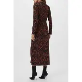 French Connection Zaria Textured Midi Dress - Brown - XS