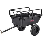 Vevor -puutarhakärry, 10 kuutiojalkaa 227 kg, mönkijän, UTV-kuljetuskärry, hinattava polypropeenikippikärry 16" renkailla, käsin tai jalkapolkimella, raskaaseen käyttöön tarkoitettu pihakärry ruohonlei