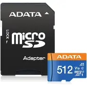 ADATA – 512GB UHS-I Class 10 microSDXC Memory Card with Adaptor (AUSDX512GUICL10A1-RA1)