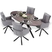 Homestyle4u Ruokapöytä setti, 200x95x76 cm, ruskea ja harmaa, Söögilaud komplekt, 200x95x76 cm, pruun ja hall