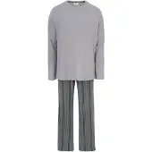 Dagi Pitkä pyjama vaaleanharmaa / vihreä