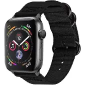 SKALO Nato-ranneke Nylon Apple Watch SE 44mm - Musta