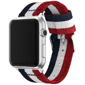 SKALO Nato-ranneke Metallilukolla Apple Watch Ultra 2 49mm - Punainen-Valkoinen-Sininen