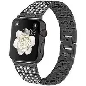 SKALO Teräsranneke Bling Apple Watch SE 40mm - Musta