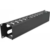 DeLOCK – 19″ Cable Management Routing Panel with 4 openings 2U black (66553)