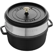 Staub roasting pan - cocotte 26cm, 5,2L, black with steam tray