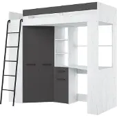 Meblocross Floor L kerrossänky 200x80 cm, valkoinen/harmaa MDF