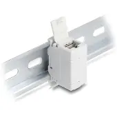 DeLOCK – RJ45 Coupler Cat.6A jack to jack with dust protection cap for DIN rail mounting grey (90768)