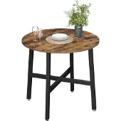 Leobert Ruokapöytä pyöreä keittiön pöytä olohuoneen toimistoon 80 x 75 cm (halkaisija x korkeus) teollinen tyyli rustiikki ruskea ja musta KDT080B01