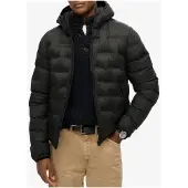 Superdry for man. M5012045A Black quilted hooded coat (M), Casual, Recycled Polister, Sustainable