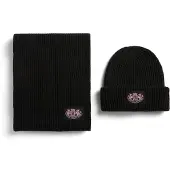 Juicy Couture Cheetah Crest Scarf / Beanie Set - Black - ONE SIZE