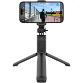 Crong SelfieGo Lite - Kompakti Bluetooth-selfiekeppikolmijalka (Musta)