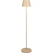 Konstsmide LED-akku-lattiavalo Pomezia, hiekanvärinen, 124 cm, IP54, USB himmennettävä, Kerma/meripihka, Olohuone/ruokailutila, Alumiini, Moderni