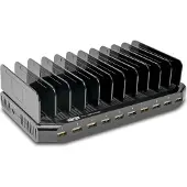Tripp Lite 10-Port USB Charging Station with Adjustable Storage 12V 8A (96W) USB Charger Output Schuko Teho Cord Teho adapter - 10 x 4 pin USB Tyyppi A - 96 Watt