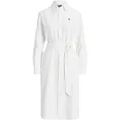 Ralph Lauren Belted Cotton Oxford Shirtdress - White - 42