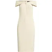 Ralph Lauren Double Crepe-Cocktail Dress - Cream - 40