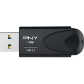PNY Technologies Attache 4, 16 GB, USB A-tyyppi, 3.2 Gen 1 (3.1 Gen 1), 80 MB/s, Ilman suojusta, Musta (FD16GATT431KK-EF)