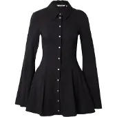 Monki Flouncy Mini Shirt Dress - Black - 36