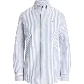 Ralph Lauren for woman. 211941508001 Oxford Slim stretch shirt with stripes white, blue (36), Casual, Cotton, Classic, Long sleeve