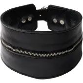 Kiotos Leather Leveä Kaulapanta Vetoketjulla - Black