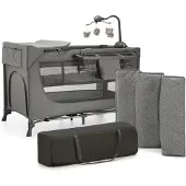 Kinderkraft JOY 2 Matkasänky + Lisätarvikkeita, Dark Grey