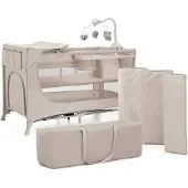Kinderkraft JOY 2 Matkasänky + Lisätarvikkeita, Beige