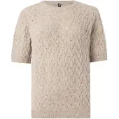 Pieces Pclelou Ss O-Neck Knit Noos Bc - Beige - S