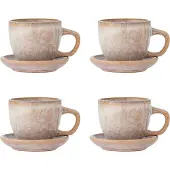 Bloomingville Brenta muki ja aluslautanen 4-pack Ruusu
