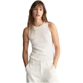 Gant High Neck Rib Tank Top - White - XXL