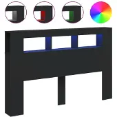 vidaXL Sängynpääty LED-valoilla, musta, 160x18,5x103,5 cm