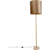 QAZQA Puinen lattiavalaisin samettivarjostimella krokotiilikuviolla 40cm - Mels