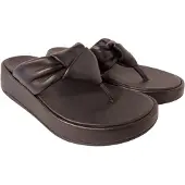 FitFlop F-Mode Knot Soft-Leather Flatform Toe-Post Sandals - Black - 41