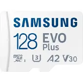 Samsung EVO Plus 128 Gt MicroSDXC UHS-I U3 V30 A2 -muistikortti + SD-adapteri, valkoinen