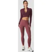 ICANIWILL Define Seamless Cropped Zip Jacket Maroon Red