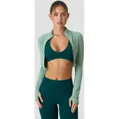ICANIWILL Define Seamless Cropped Zip Jacket Light Moss Green