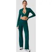 ICANIWILL Define Seamless Cropped Zip Jacket Petrol Green