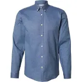 Lindbergh Yarn Dyed Oxford Superflex Shirt L/S - Blue - S
