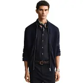 Gant Cotton Texture Zipped Cardigan - Navy - XXXL