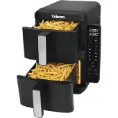 Tristar FR-9074, Kuumakiertoilmakypsennin, 9 L, 60 °C, 200 °C, Kaksois, Musta, Harmaa
