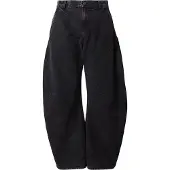 Weekday Loose Barrel Leg Workwear Trousers - Black - 48