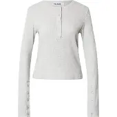 Weekday Waffled Henley Long Sleeve Top - Grey - L