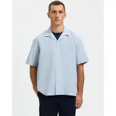 Selected Slmrlxclay Linenblend Ss Shirt Res Noos - Blue - XXL
