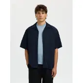Selected Slmrlxclay Linenblend Ss Shirt Res Noos - Navy - XXL