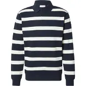 Lindbergh Striped Polo Sweatshirt L/S - Blue - M
